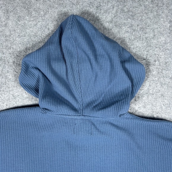 Aerie pullover Hoodie Womens Medium Blue Waffle Knit Oversized Casual Loungewear - Picture 13 of 14